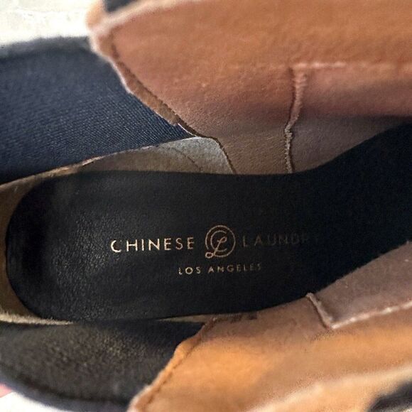 Chinese Laundry Sz 6 Finn Ankle Bootie Chelsea Boot NWOB Tan Suede Animal Print - Picture 10 of 11